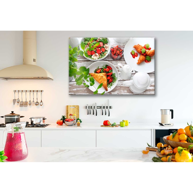Bella Home Strawberry Dishes on Table Print Canvas Ready to hang