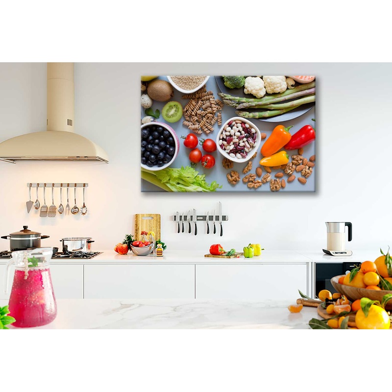 Bella Home Vegatables, Fruits & Diet Food Print Canvas Ready to hang
