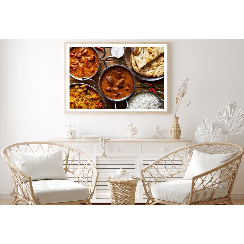 Bowls of Indian Cuisine on Table Home Decor Premium Quality Poster Print Choose Your Sizes