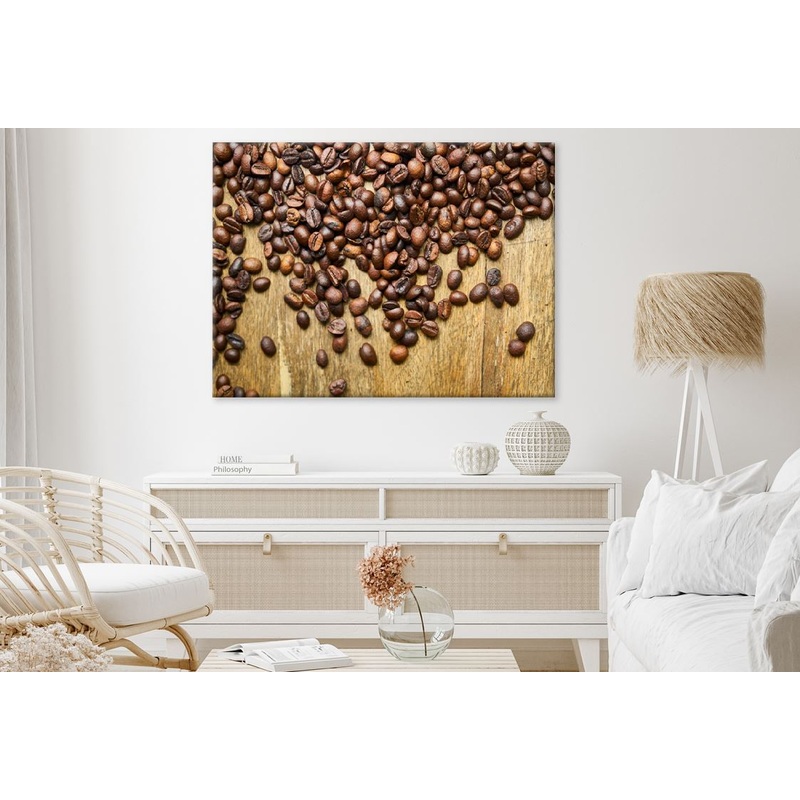 Coffee Beans on Wooden Background View Print 100% Australian Made