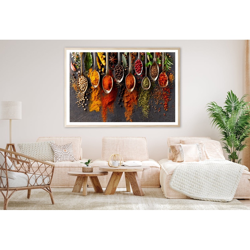 Different Types Spices on Spoons Home Decor Premium Quality Poster Print Choose Your Sizes
