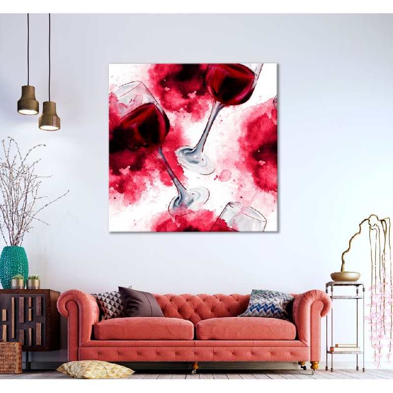 Square Canvas Seamless Red Wine Pattern Vector Art High Quality Print 100% Australian Made