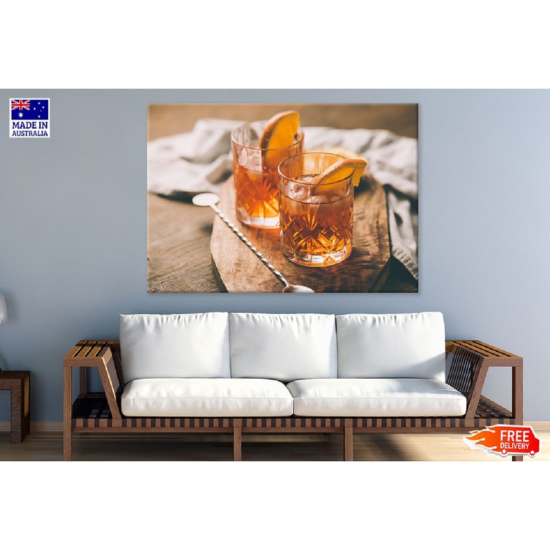 Two Glasses Cocktail with Orange Photograph Print 100% Australian Made