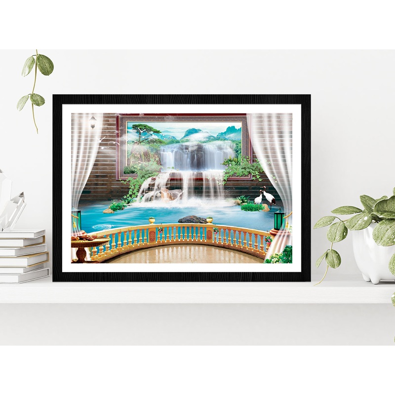 Waterfall Theme For Photomural Glass Framed Wall Art, Ready to Hang Quality Print