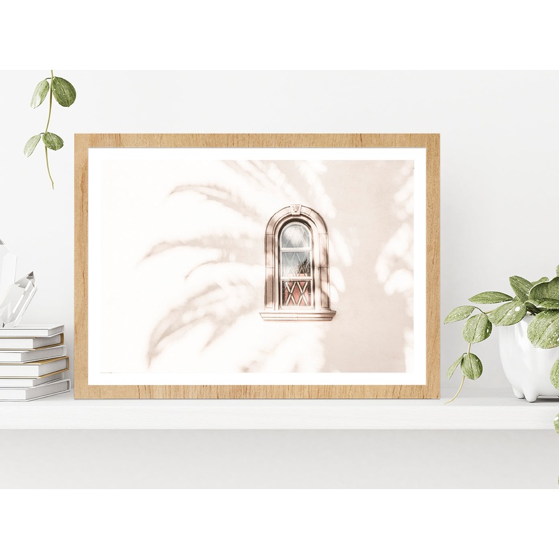 Window & Tree Shadow Faded Photograph Glass Framed Wall Art, Ready to Hang Quality Print