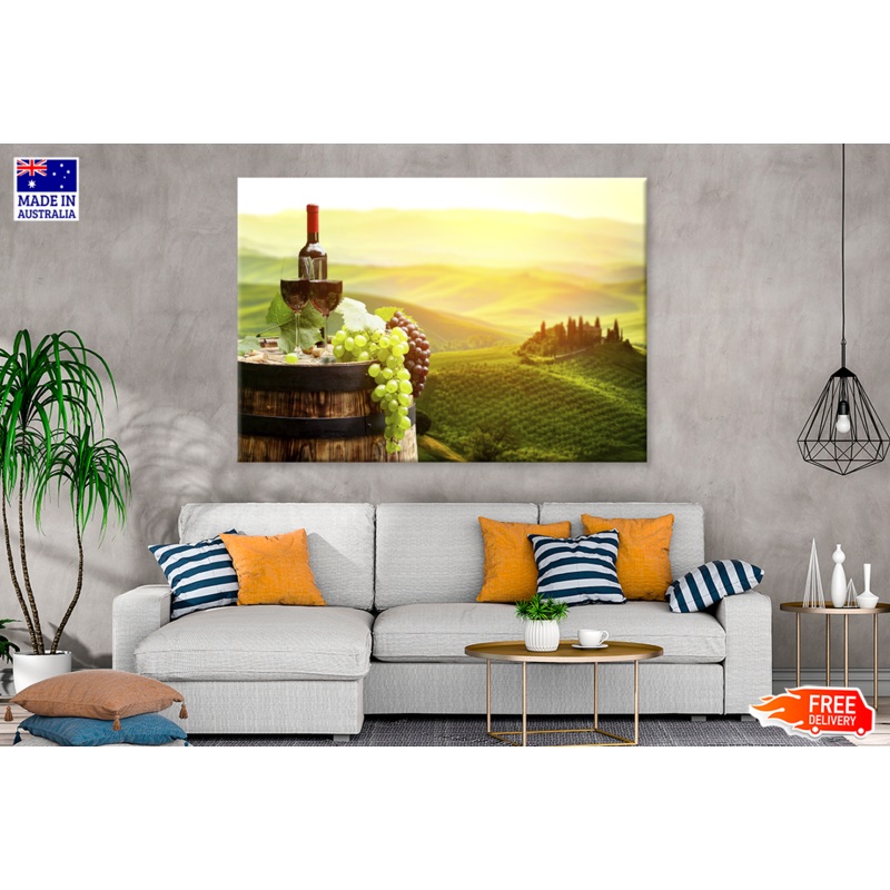 Wine Bottels & Graps Nature Backgraound View Photograph Print 100% Australian Made