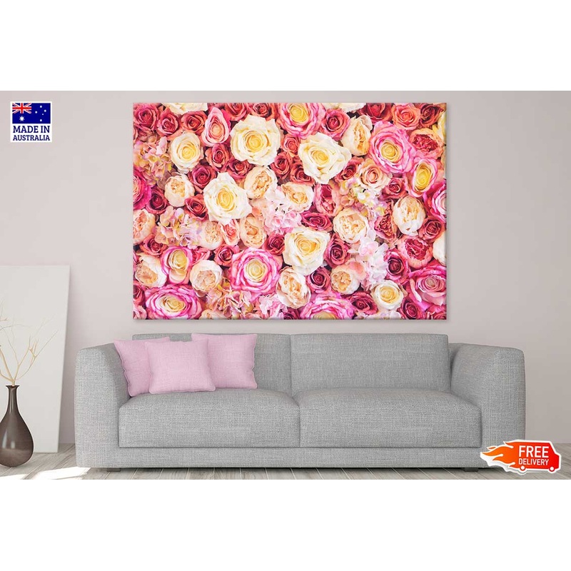 White Pink Roses Closeup View Photograph Print 100% Australian Made