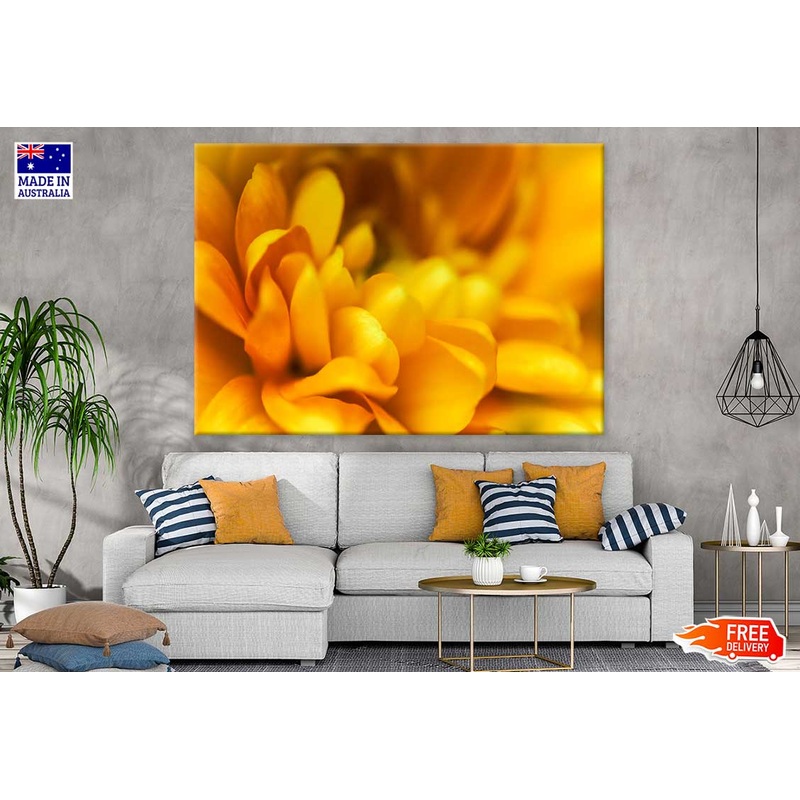 Yellow Flower Petals Closeup View Photograph Print 100% Australian Made