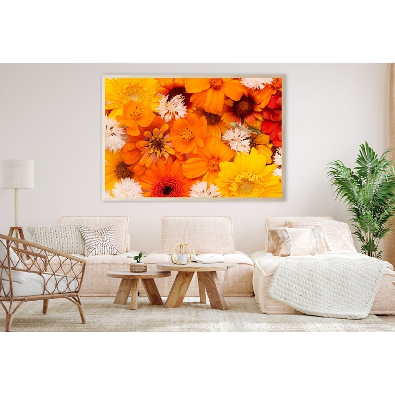 White Orange & Yellow Flowers View Photograph Home Decor Premium Quality Poster Print Choose Your Sizes