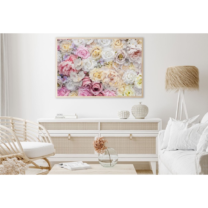 White Pink Roses Closeup View Photograph Home Decor Premium Quality Poster Print Choose Your Sizes