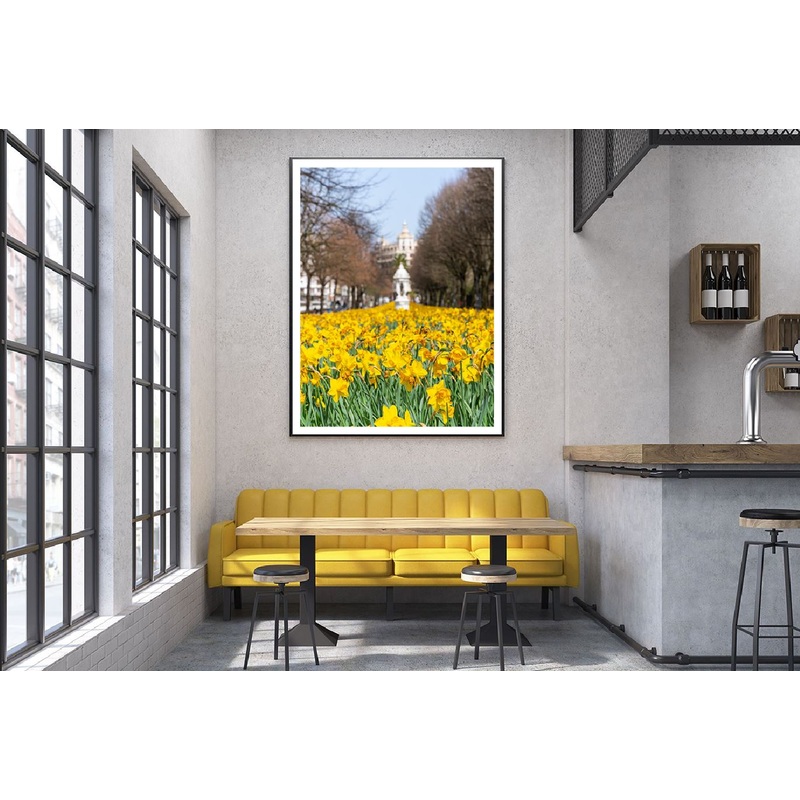 Yellow Flower Field View Photograph Basque Home Decor Premium Quality Poster Print Choose Your Sizes