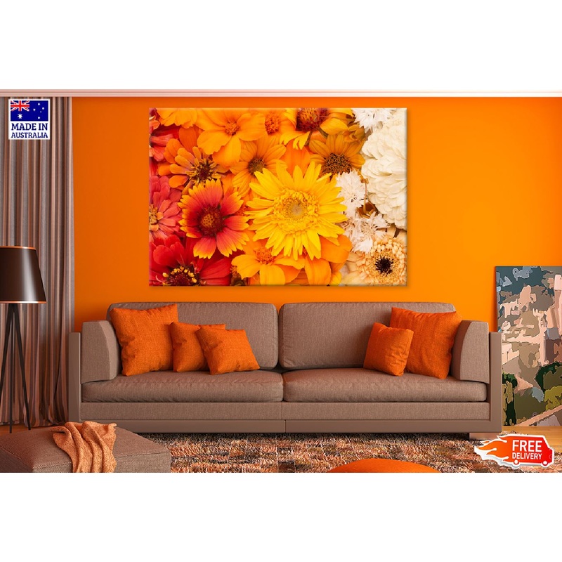Yellow & Orange Daisy Flowers View Photograph Print 100% Australian Made