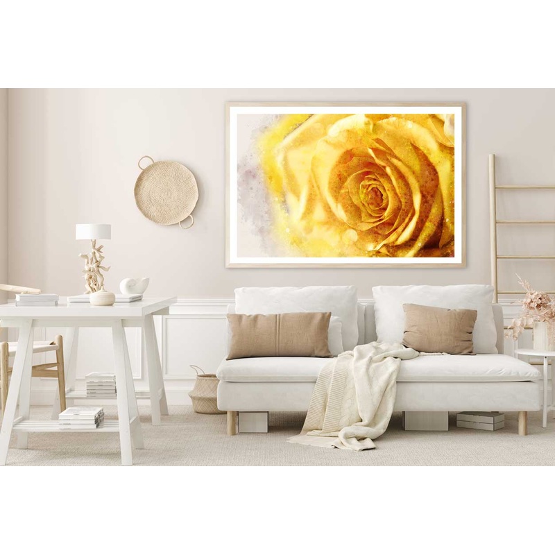 Yellow Rose Closeup Painting Home Decor Premium Quality Poster Print Choose Your Sizes