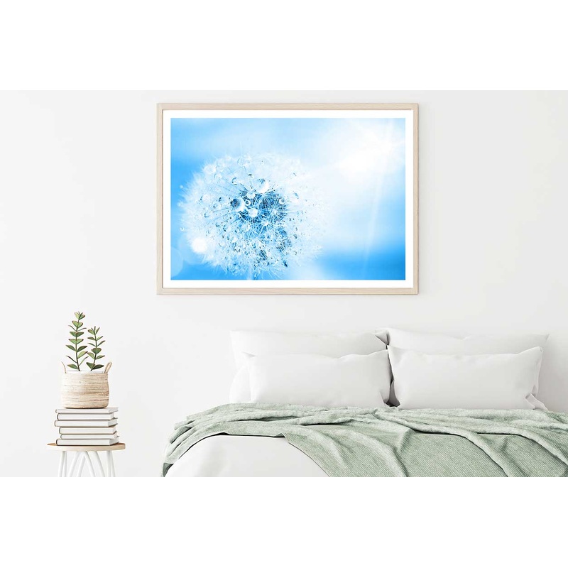 Water on Dandelion Macro View Photograph Home Decor Premium Quality Poster Print Choose Your Sizes