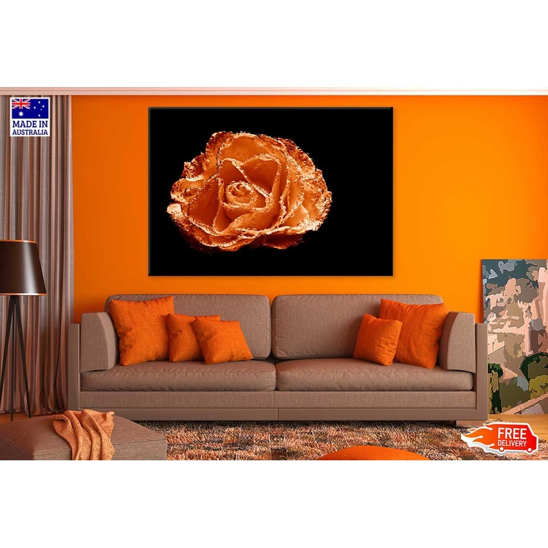 Water on Orange Rose Closeup View Photograph Print 100% Australian Made