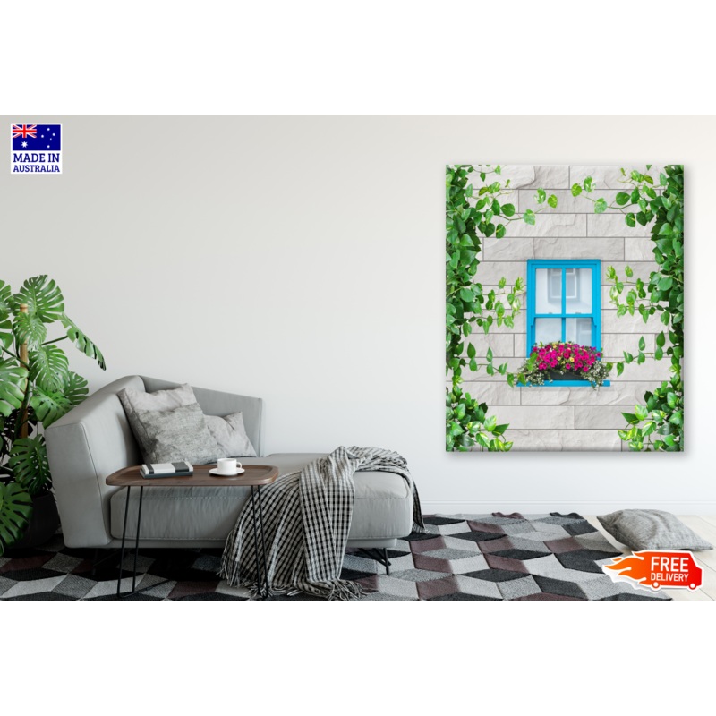 Window with Brick and Flowers Photograph Print 100% Australian Made