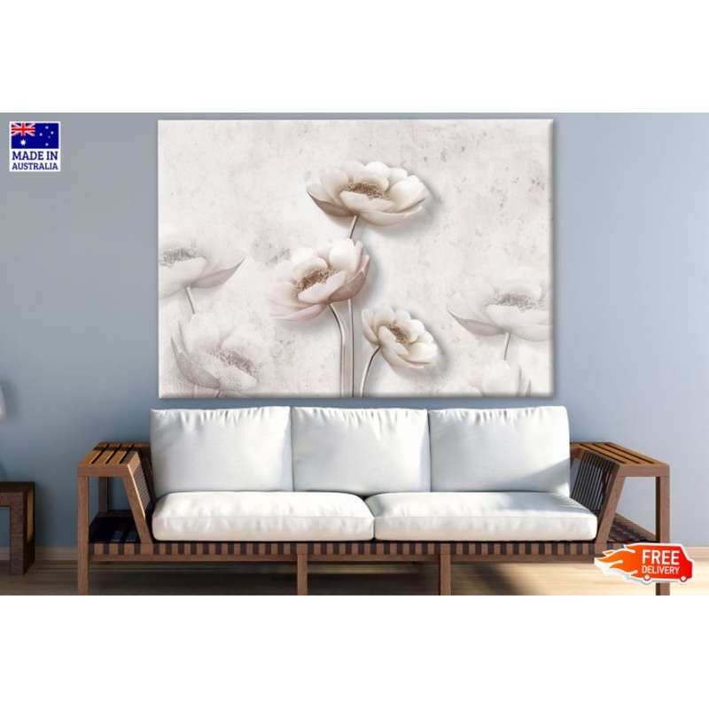 White & Gold 3D Floral Design Print 100% Australian Made