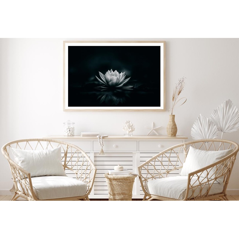 White Flower Is Sitting on A Black Surface Home Decor Premium Quality Poster Print Choose Your Sizes