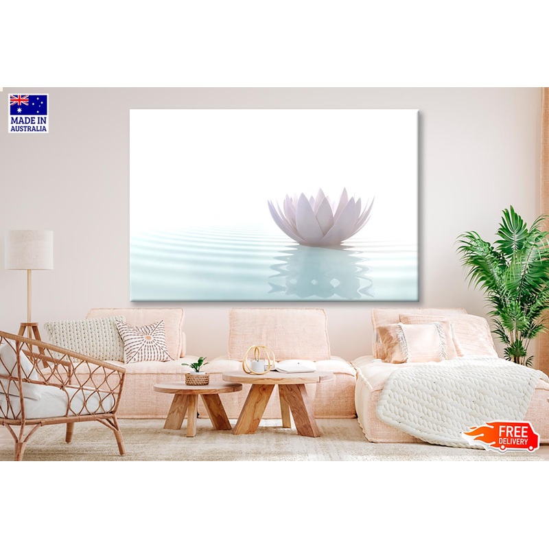 White Lotus Flower on Water Wall Art Decor 100% Australian Made