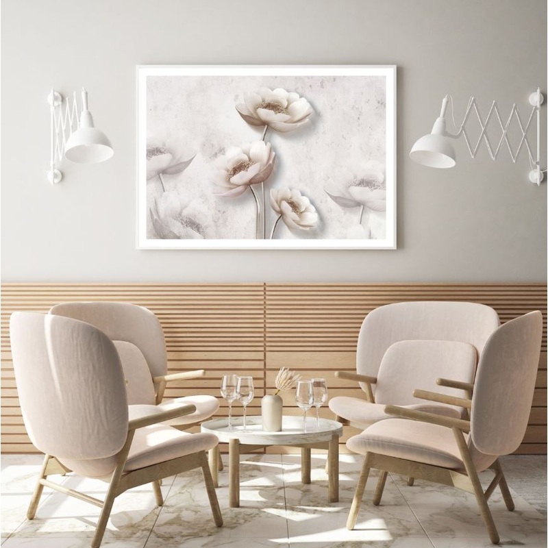 White & Brown 3D Floral Design Home Decor Premium Quality Poster Print Choose Your Sizes