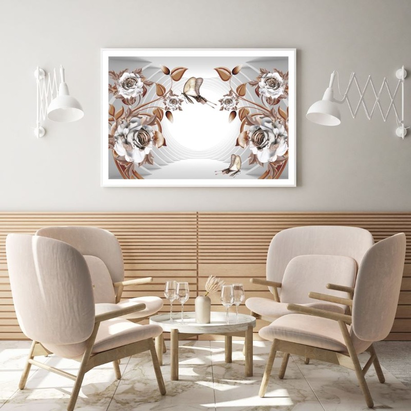 White & Brown Flowers 3D Design Home Decor Premium Quality Poster Print Choose Your Sizes
