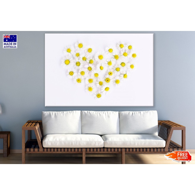 White Daisy Flowers Heart Shape Photograph Print 100% Australian Made