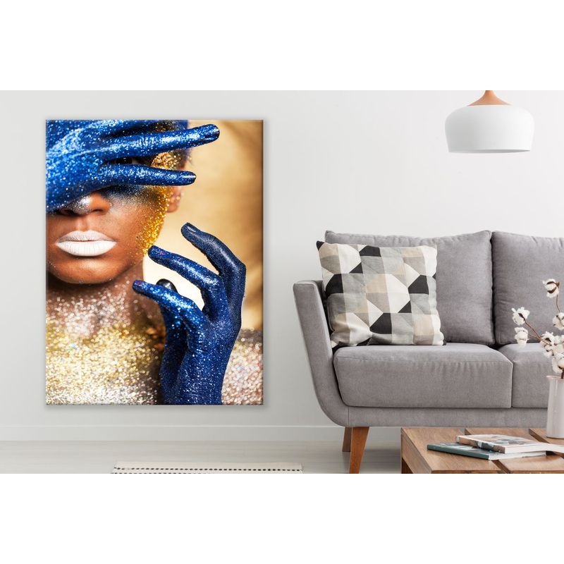 Colourful Blue Gold Makeup Girl Portrait Print 100% Australian Made
