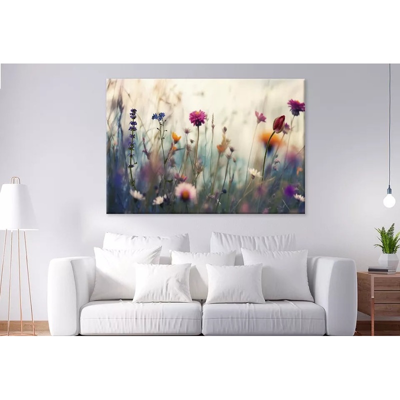 Wild Flowers Meadow At Sunset Wall Art Decor 100% Australian Made
