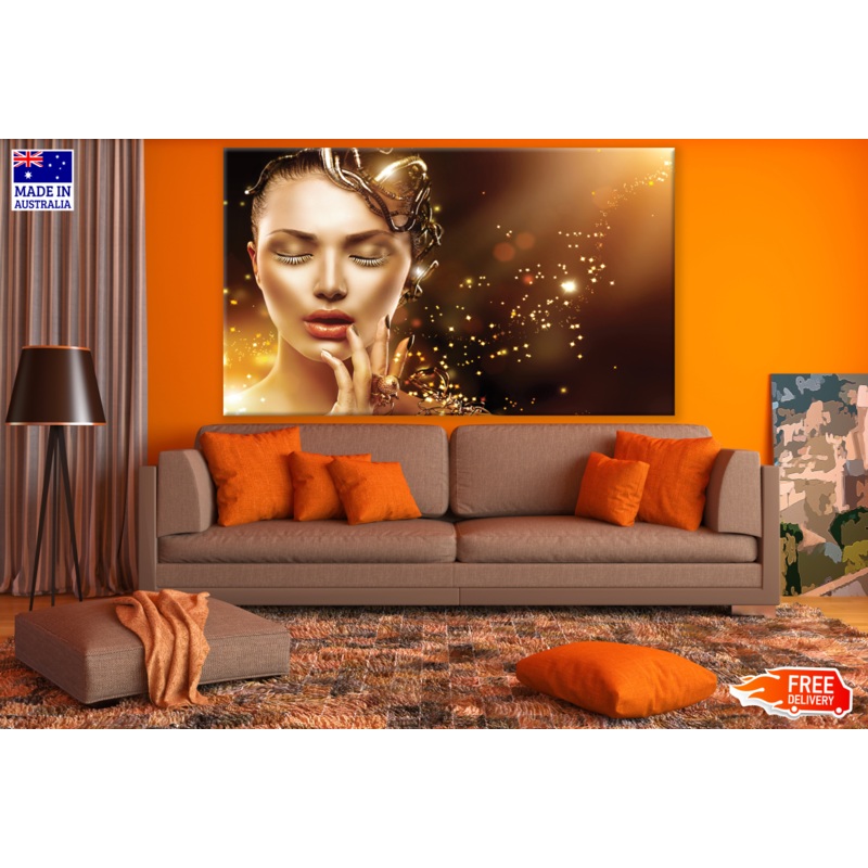 Woman Beauty Portrait Gold Makeup Photograph Print 100% Australian Made