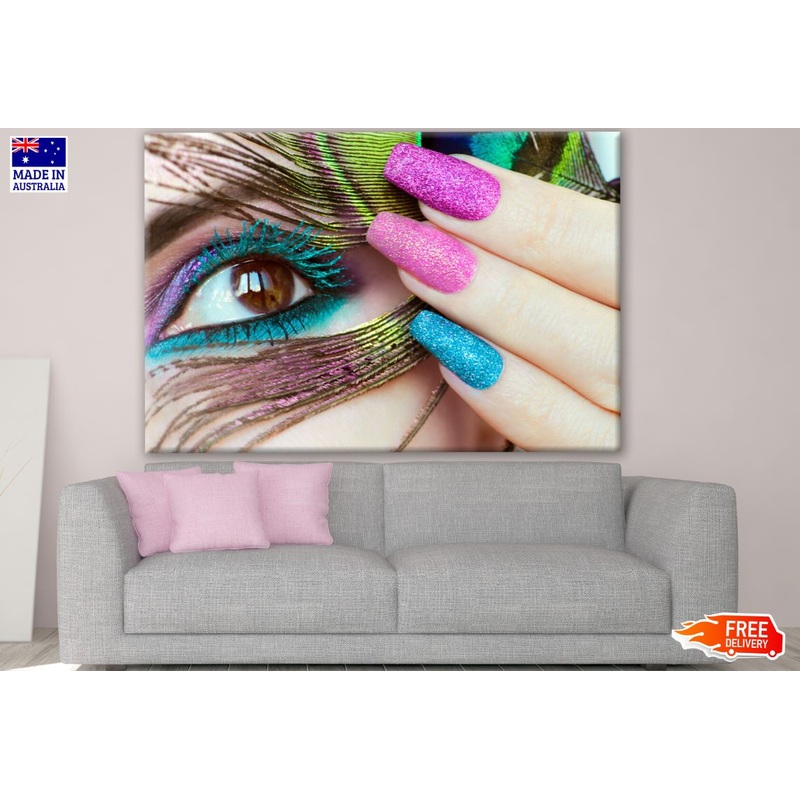 Woman Face Makeup Eye & Hand Closeup Photograph Print 100% Australian Made