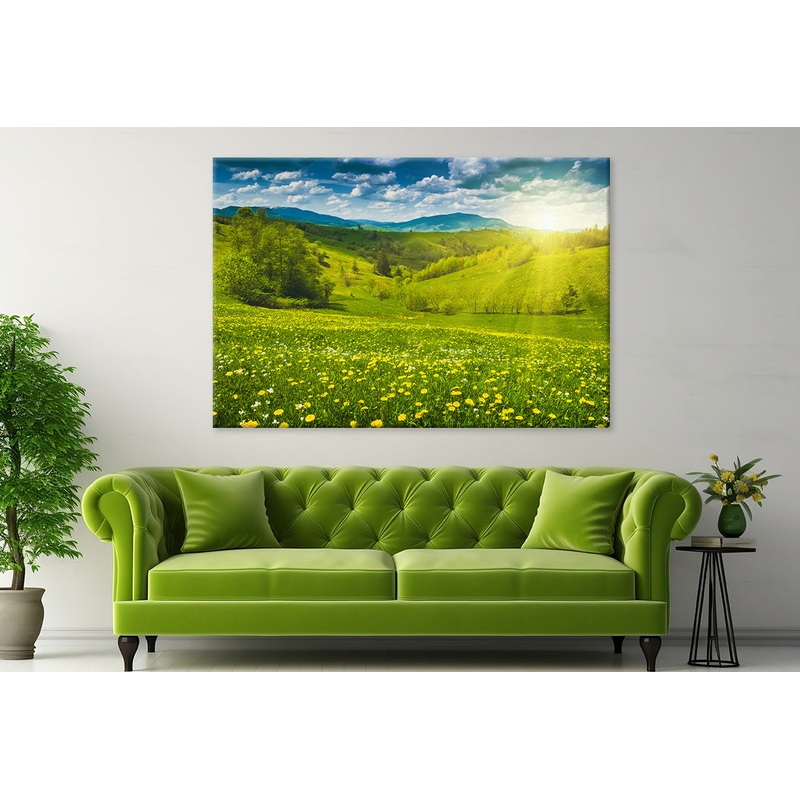 Yellow Flowers in Spring MeadowWall Art Decor 100% Australian Made