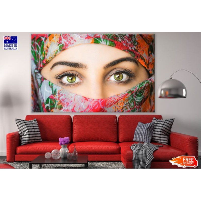 Arab Girl Face Covering with a Scarf Portrait Photograph Print 100% Australian Made