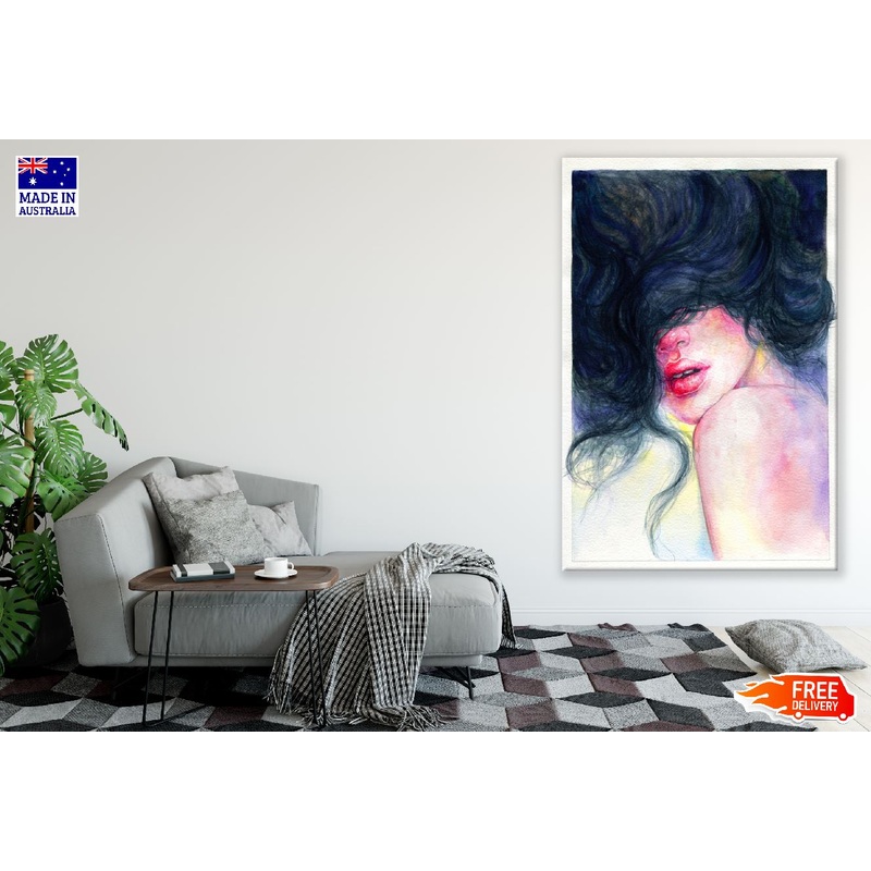 Fashion Bedhead Hairstyles Woman Watercolor Painting Print 100% Australian Made