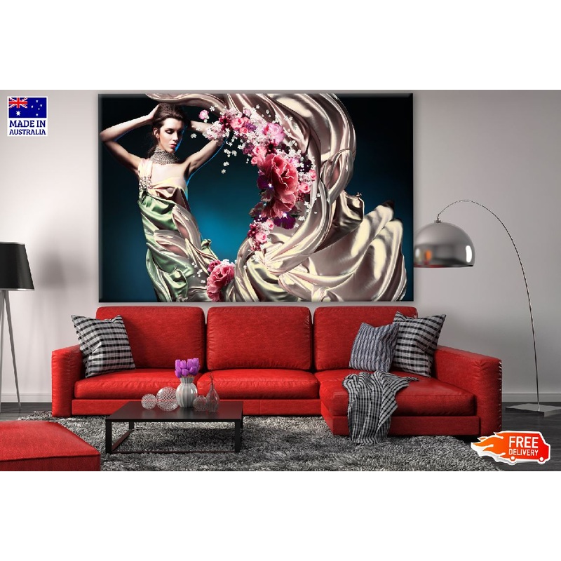 Fashion Girl with Floral Design Print 100% Australian Made