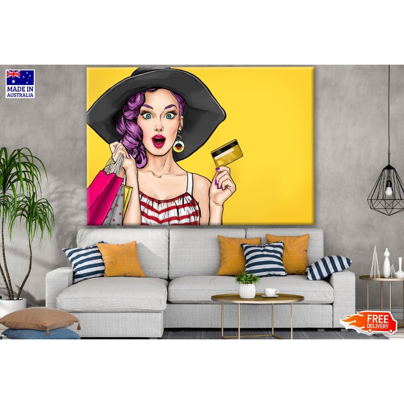 Fashion Lady with a Card Art Print 100% Australian Made