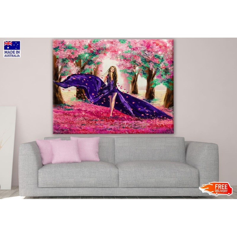 Fashion Lady with Floral Background Print 100% Australian Made