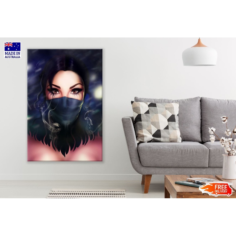Mysterious Woman with Mask Digital Art Print 100% Australian Made