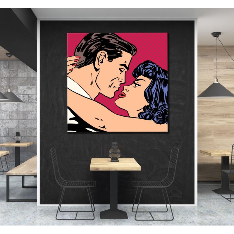 Square Canvas Colorful Couple Portrait Pop Art Design High Quality Print 100% Australian Made