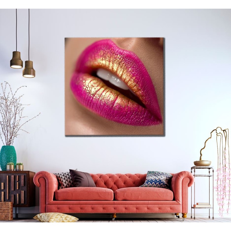 Square Canvas Girl Lips Closeup Photograph High Quality Print 100% Australian Made