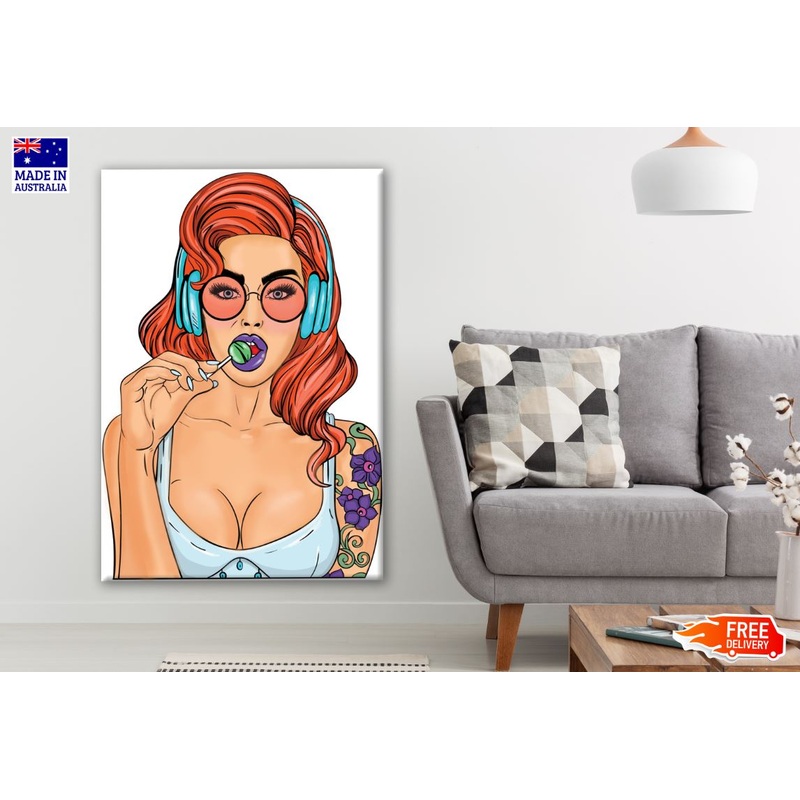 Stylish Girl with a lolipop Painting Print 100% Australian Made