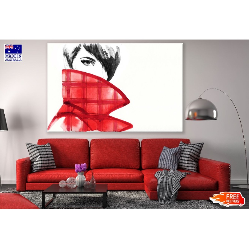 Woman Face Covered with Coat Abstract Painting Print 100% Australian Made