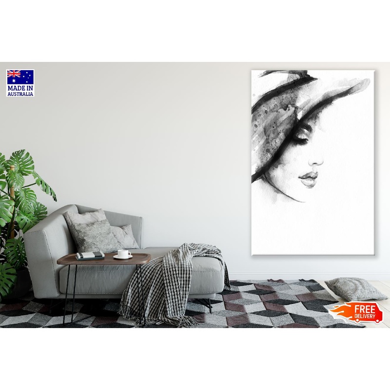 Woman with Elegant Hat Abstract Fashion Watercolor Painting Print 100% Australian Made