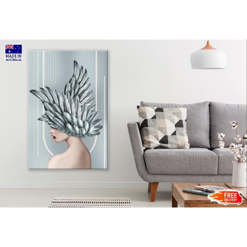Woman with Wings Headdress 3d Illustration Print 100% Australian Made