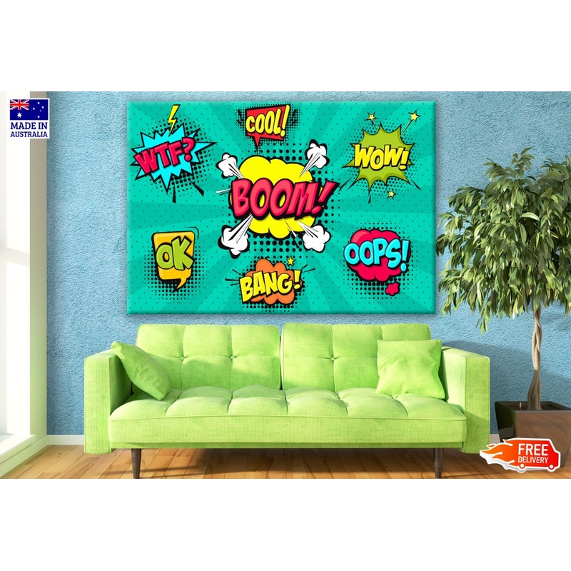 Words on Pop Art Retro Vintage Colorful Background Illustration Print 100% Australian Made