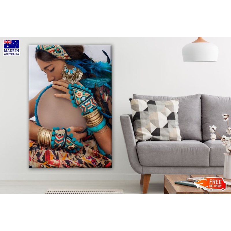 Young Woman with Jewelry, Drum & Makeup Closeup Portrait Photograph Print 100% Australian Made