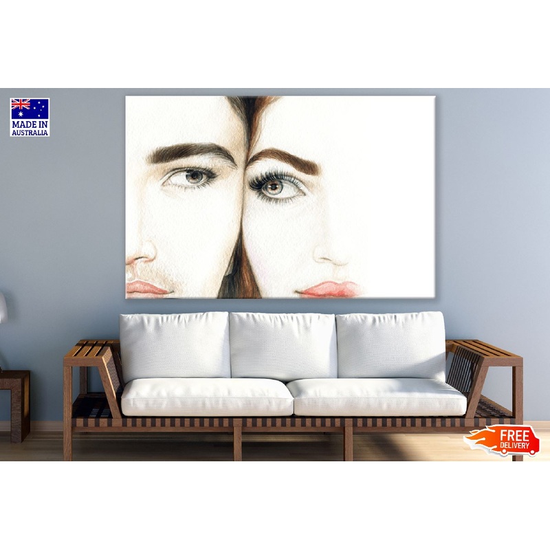 A Man and a Woman Eyes Watercolor Painting Print 100% Australian Made