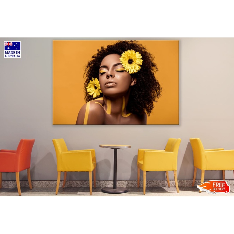 African Woman with Gerbera in Hair Photograph Print 100% Australian Made