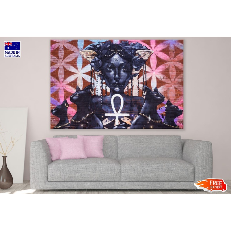 Cat with Girl Graffiti Art Painting Print 100% Australian Made