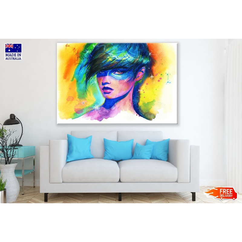 Colorful Galaxy Gir Abstract Watercolor Painting Print 100% Australian Made
