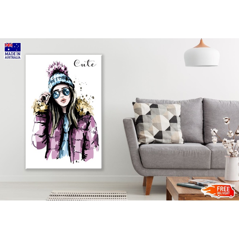 Cute Girl with Sunglasses Illustration Print 100% Australian Made